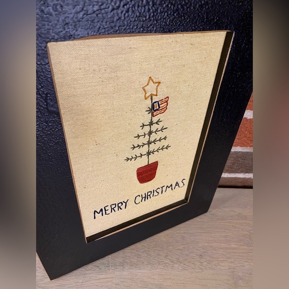 Christmas Wall Decor Embroider Black Wooden Frame‎ 9x12 Inches Rustic  Primitive - Picture 6 of 6